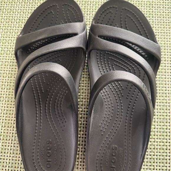 Crocs Black Strappy Sandals - Picture 1 of 4